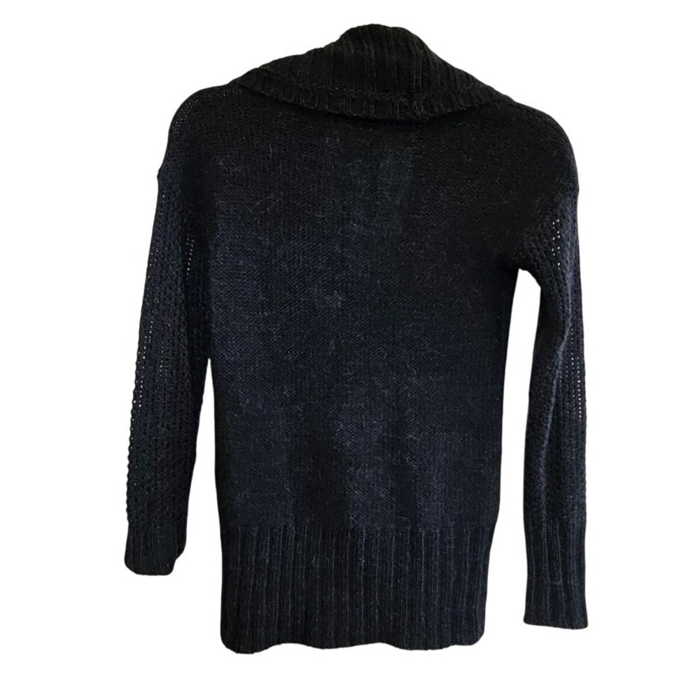 Ann Taylor LOFT Dark Navy Blue Alpaca Wool Blend Shawl Collar Wrap Sweater Small - Picture 2 of 4